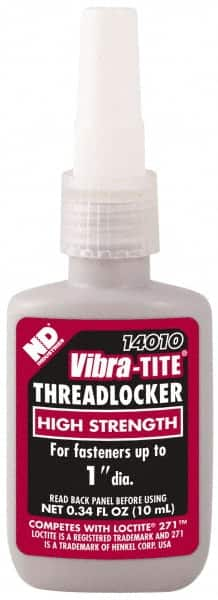 Vibra-Tite - 10 mL Bottle, Red, High Strength Liquid Threadlocker - Series 140, 24 hr Full Cure Time, Hand Tool, Heat Removal - Benchmark Tooling