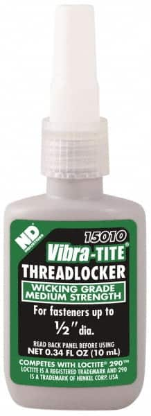 Vibra-Tite - 10 mL Bottle, Green, Medium Strength Liquid Threadlocker - Series 150, 24 hr Full Cure Time - Benchmark Tooling