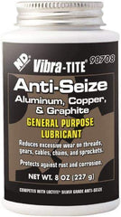 Vibra-Tite - 8 oz Can Anti-Seize Anti-Seize Lubricant - Aluminum/Copper/Graphite, -65 to 1,600°F, Silver Colored, Water Resistant - Benchmark Tooling