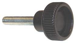 Gibraltar - M6x1.00 Knurled Shoulder Steel Thumb Screw - 46.5mm OAL, 25mm Head Diam x 9.5mm Head Height, Zinc-Plated Finish - Benchmark Tooling