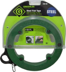 Greenlee - 50 Ft. Long x 1/8 Inch Wide, 3/64 Inch Thick, Steel Fish Tape - 400 Lb. Pulling Strength, Includes Case - Benchmark Tooling