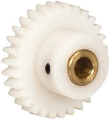 Made in USA - 32 Pitch, 15/16" Pitch Diam, 1" OD, 30 Tooth Spur Gear - 3/16" Face Width, 3/16" Bore Diam, 9/16" Hub Diam, 20° Pressure Angle, Acetal - Benchmark Tooling