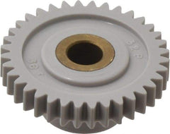 Made in USA - 32 Pitch, 1-1/8" Pitch Diam, 1-3/16" OD, 36 Tooth Spur Gear - 3/16" Face Width, 1/4" Bore Diam, 39/64" Hub Diam, 20° Pressure Angle, Acetal - Benchmark Tooling