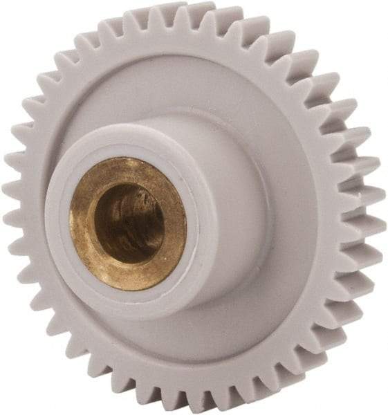 Made in USA - 32 Pitch, 1-1/4" Pitch Diam, 1-5/16" OD, 40 Tooth Spur Gear - 3/16" Face Width, 1/4" Bore Diam, 39/64" Hub Diam, 20° Pressure Angle, Acetal - Benchmark Tooling