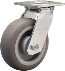 Hamilton - 6" Diam x 2" Wide x 7-1/2" OAH Top Plate Mount Swivel Caster - Rubber Mold on Polyolefin, 410 Lb Capacity, Straight Roller Bearing, 4 x 4-1/2" Plate - Benchmark Tooling