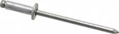 Marson - Button Head Aluminum Open End Blind Rivet - Aluminum Mandrel, 0.188" to 1/4" Grip, 1/4" Head Diam, 0.129" to 0.133" Hole Diam, 0.4" Length Under Head, 1/8" Body Diam - Benchmark Tooling