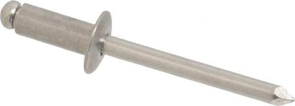 Marson - Button Head Aluminum Open End Blind Rivet - Aluminum Mandrel, 0.251" to 3/8" Grip, 1/2" Head Diam, 0.257" to 0.261" Hole Diam, 5/8" Length Under Head, 1/4" Body Diam - Benchmark Tooling