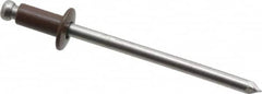 Marson - Button Head Aluminum Open End Blind Rivet - Aluminum Mandrel, 0.063" to 1/8" Grip, 1/4" Head Diam, 0.129" to 0.133" Hole Diam, 0.275" Length Under Head, 1/8" Body Diam - Benchmark Tooling