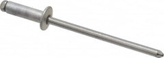 Marson - Button Head Aluminum Open End Blind Rivet - Steel Mandrel, 3/16" to 1/4" Grip, 1/4" Head Diam, 0.129" to 0.133" Hole Diam, 0.4" Length Under Head, 1/8" Body Diam - Benchmark Tooling