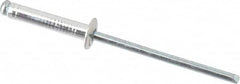 Marson - Button Head Aluminum Open End Blind Rivet - Steel Mandrel, 0.376" to 1/2" Grip, 1/4" Head Diam, 0.129" to 0.133" Hole Diam, 0.65" Length Under Head, 1/8" Body Diam - Benchmark Tooling