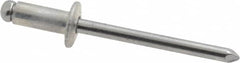 Marson - Button Head Aluminum Open End Blind Rivet - Steel Mandrel, 3/16" to 1/4" Grip, 3/8" Head Diam, 0.192" to 0.196" Hole Diam, 0.45" Length Under Head, 3/16" Body Diam - Benchmark Tooling