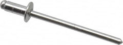 Marson - Button Head Aluminum Open End Blind Rivet - Aluminum Mandrel, 1/32" to 1/8" Grip, 1/4" Head Diam, 0.129" to 0.133" Hole Diam, 0.275" Length Under Head, 1/8" Body Diam - Benchmark Tooling