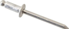 Marson - Button Head Aluminum Open End Blind Rivet - Aluminum Mandrel, 3/16" to 1/4" Grip, 3/8" Head Diam, 0.192" to 0.196" Hole Diam, 0.45" Length Under Head, 3/16" Body Diam - Benchmark Tooling