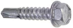 Buildex - #10, Oval Head, Hex Drive, 1-1/4" OAL, #3 Point, Self Drilling Screw - Steel - Benchmark Tooling