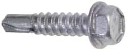 Buildex - #12, Hex Washer Head, Hex Drive, 4" Length Under Head, #3 Point, Self Drilling Screw - Steel - Benchmark Tooling