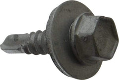Buildex - #10, Hex Washer Head, Hex Drive, 3/4" Length Under Head, #3 Point, Self Drilling Screw - Steel - Benchmark Tooling