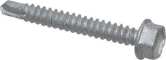 Buildex - #10, Hex Washer Head, Hex Drive, 1-1/2" Length Under Head, #3 Point, Self Drilling Screw - Steel - Benchmark Tooling
