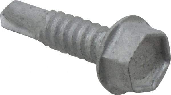 Buildex - 1/4", Hex Washer Head, Hex Drive, 1" Length Under Head, #3 Point, Self Drilling Screw - Steel - Benchmark Tooling