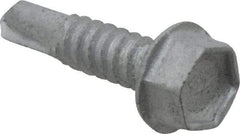 Buildex - 1/4", Hex Washer Head, Hex Drive, 1" Length Under Head, #3 Point, Self Drilling Screw - Steel - Benchmark Tooling