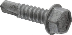 Buildex - 1/4", Hex Washer Head, Hex Drive, 1" Length Under Head, #3 Point, Self Drilling Screw - Steel - Benchmark Tooling