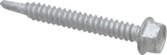 Buildex - 1/4", Hex Washer Head, Hex Drive, 2" Length Under Head, #3 Point, Self Drilling Screw - Steel - Benchmark Tooling