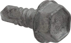 Buildex - #10, Hex Washer Head, Hex Drive, 1/2" Length Under Head, #3 Point, Self Drilling Screw - Steel - Benchmark Tooling