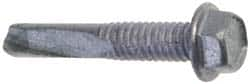 Buildex - 1/4", Hex Washer Head, Hex Drive, 4" Length Under Head, #5 Point, Self Drilling Screw - Steel - Benchmark Tooling