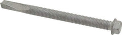 Buildex - 1/4", Hex Washer Head, Hex Drive, 3" Length Under Head, #5 Point, Self Drilling Screw - Steel - Benchmark Tooling