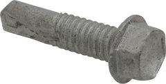 Buildex - #12, Hex Washer Head, Hex Drive, 7/8" Length Under Head, #4 Point, Self Drilling Screw - Steel - Benchmark Tooling