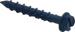 Made in USA - 3/16" Diam, 1-1/4" Length Under Head, Hex Drive, Concrete Screw & Masonry Fastener - Steel, Blue Climaseal Finish, Includes Drill Bit - Benchmark Tooling