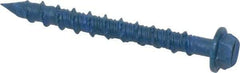 Made in USA - 3/16" Diam, 1-3/4" Length Under Head, Hex Drive, Concrete Screw & Masonry Fastener - Steel, Blue Climaseal Finish, Includes Drill Bit - Benchmark Tooling