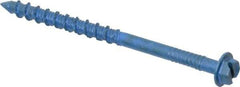 Made in USA - 3/16" Diam, 2-3/4" Length Under Head, Hex Drive, Concrete Screw & Masonry Fastener - Steel, Blue Climaseal Finish, Includes Drill Bit - Benchmark Tooling