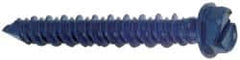 Made in USA - 1/4" Diam, 3-3/4" Length Under Head, Hex Drive, Concrete Screw & Masonry Fastener - Steel, Blue Climaseal Finish, Includes Drill Bit - Benchmark Tooling