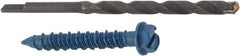 Made in USA - 1/4" Diam, 1-3/4" Length Under Head, Hex Drive, Concrete Screw & Masonry Fastener - Steel, Blue Climaseal Finish, Includes Drill Bit - Benchmark Tooling