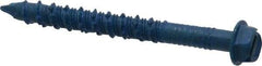 Made in USA - 1/4" Diam, 2-1/4" Length Under Head, Hex Drive, Concrete Screw & Masonry Fastener - Steel, Blue Climaseal Finish, Includes Drill Bit - Benchmark Tooling