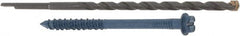 Made in USA - 1/4" Diam, 3-1/4" Length Under Head, Hex Drive, Concrete Screw & Masonry Fastener - Steel, Blue Climaseal Finish, Includes Drill Bit - Benchmark Tooling