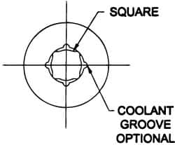 Parlec - 0.194" Tap Shank Diam, 0.152" Tap Square Size, #10 Tap, - 0.7" Projection, 1-1/4" Shank OD, Through Coolant, Series Numertap 700 - Exact Industrial Supply