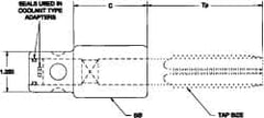 Parlec - 0.8" Tap Shank Diam, 0.6" Tap Square Size, 1" Tap, - 2-1/4" Projection, 1-1/4" Shank OD, Through Coolant, Series Numertap 770 - Exact Industrial Supply