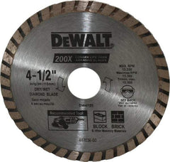 DeWALT - 4-1/2" Diam, 7/8" Arbor Hole Diam, Wet & Dry Cut Saw Blade - Diamond-Tipped, Standard Round Arbor - Benchmark Tooling