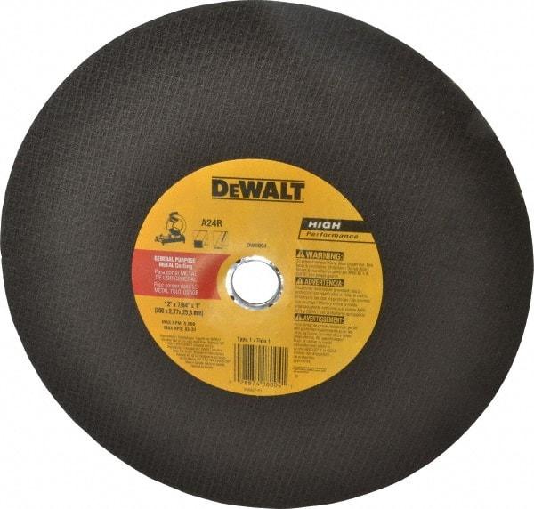 DeWALT - 12" Aluminum Oxide Cutoff Wheel - 7/64" Thick, 1" Arbor, 5,000 Max RPM, Use with Stationary Tools - Benchmark Tooling