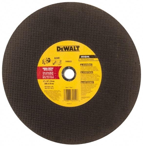 DeWALT - 12" Aluminum Oxide Cutoff Wheel - 1/8" Thick, 20mm Arbor, 6,400 Max RPM, Use with Circular Saws - Benchmark Tooling
