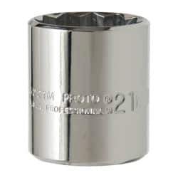 Proto - 3/8" Drive, Standard Hand Socket - 12 Points, 1-3/16" OAL, Chrome Vanadium, Chrome Finish - Benchmark Tooling