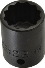 Proto - 1/2" Drive 22mm Standard Impact Socket - 12 Points, 1-1/2" OAL - Benchmark Tooling