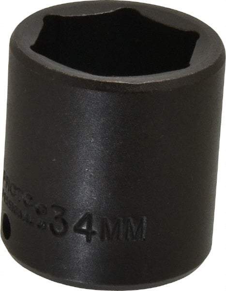Proto - 1/2" Drive 34mm Standard Impact Socket - 6 Points, 2" OAL - Benchmark Tooling