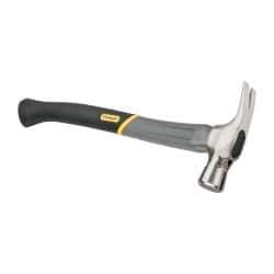 Stanley - 1-3/8 Lb Head, Straight Rip Claw Axe Handle Framing Hammer - 18" OAL, Forged Steel Head, 1-1/4" Face Diam, Checkered Face, Graphite Handle with Grip - Benchmark Tooling