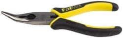 Stanley - 6-3/4" OAL, 1-13/16" Jaw Length x 11/16" Jaw Width, Long Nose Side Cutting Bent Nose Pliers - Serrated Jaw, Double Injection Molded Handles - Benchmark Tooling