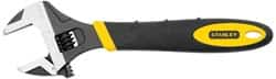 Stanley - 1-3/8" Jaw Capacity, 10" Standard Adjustable Wrench - Chrome Vanadium Steel, Black Finish, 10-1/2" OAL - Benchmark Tooling