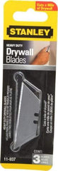 Stanley - 3 Piece Carbon Steel Drywall Utility Blade - 2-5/16" OAL, 0.024" Blade Thickness - Benchmark Tooling