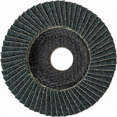 PFERD - 40 Grit, 4-1/2" Disc Diam, 7/8" Center Hole, Type 27 Zirconia Alumina Flap Disc - 13,300 Max RPM, Fiberglass Backing, Arbor Attaching System, Coated - Benchmark Tooling