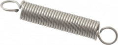 Made in USA - 1/8" OD, 1.44 Lb Max Load, 1.38" Max Ext Len, 0.016" Wire Diam Stainless Steel Extension Spring - 2 Lb/In Rating, 0.21 Lb Init Tension, 3/4" Free Length - Benchmark Tooling